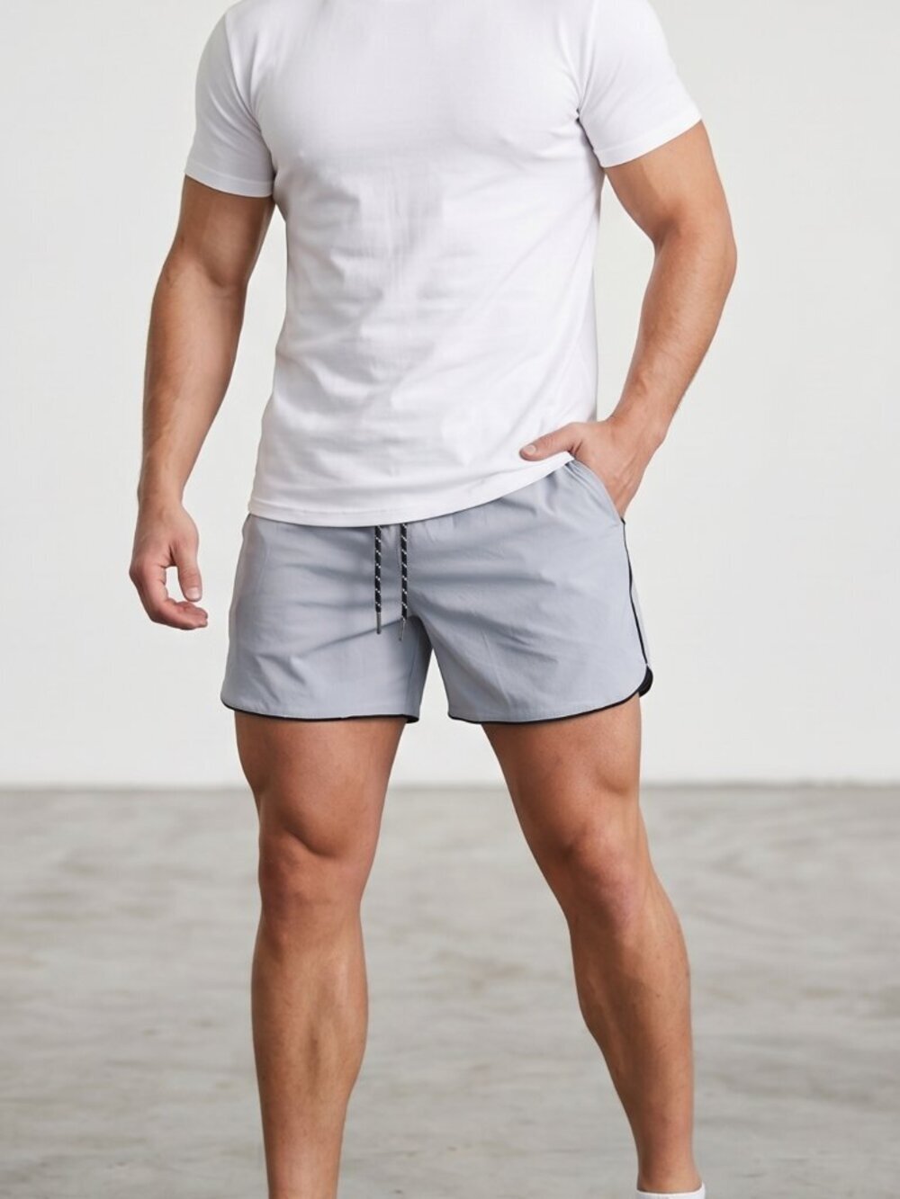 NWT | CREATIP Light Gray Performance Running Shorts | Zipper Pocket | Size XL
